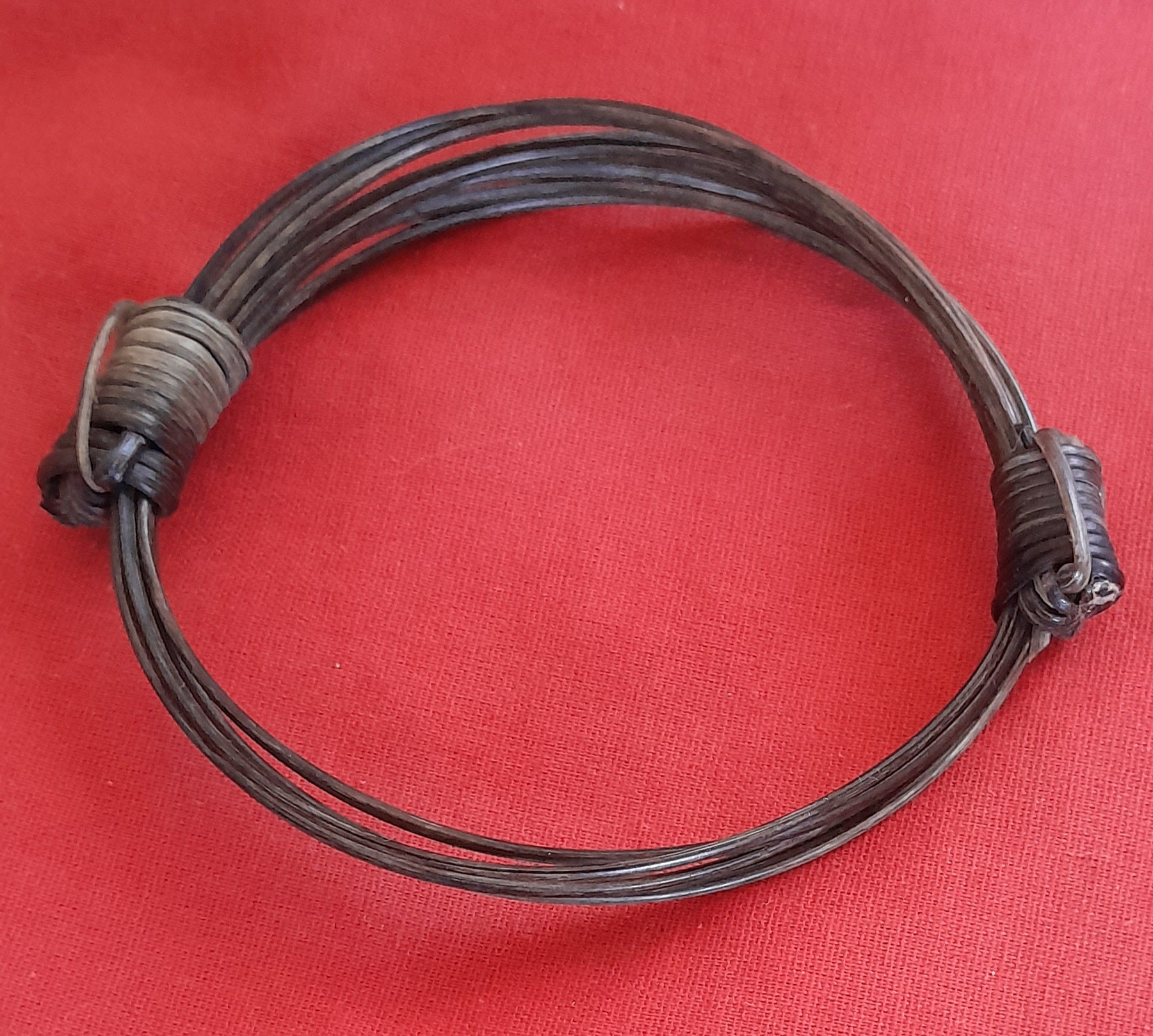 JET12 Thickest ebony black elephant hair bracelet 3.5" diam