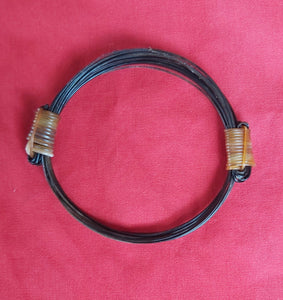 MC8 White/black elephant hair bracelet 4" diameter