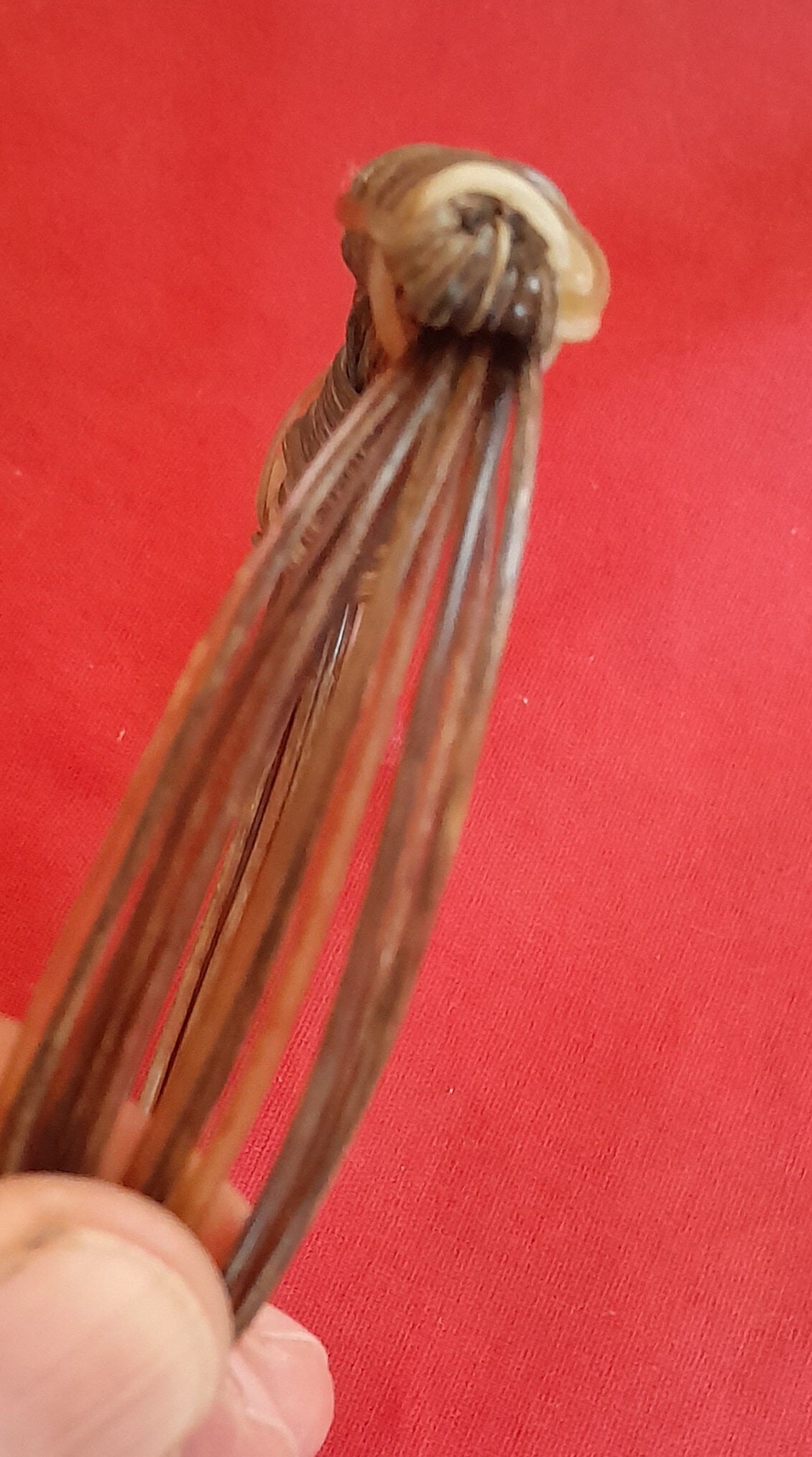 JEB4 Multi color light brown elephant hair bracelet 3.5" diam