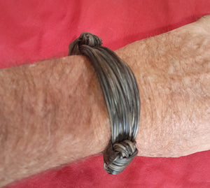 JET32 Unique bulky thick black brown elephant hair bracelet 3.5" diam