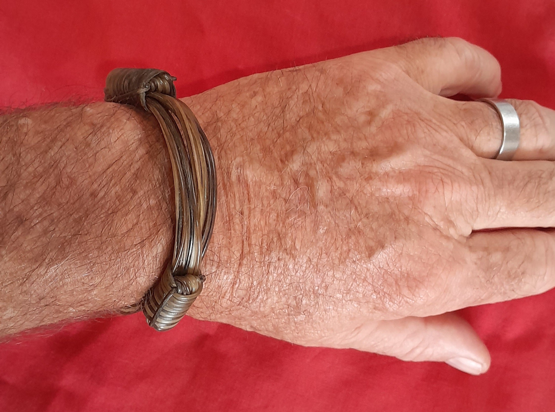 JEB16 Brown and dark elephant hair bracelet 3" max diam