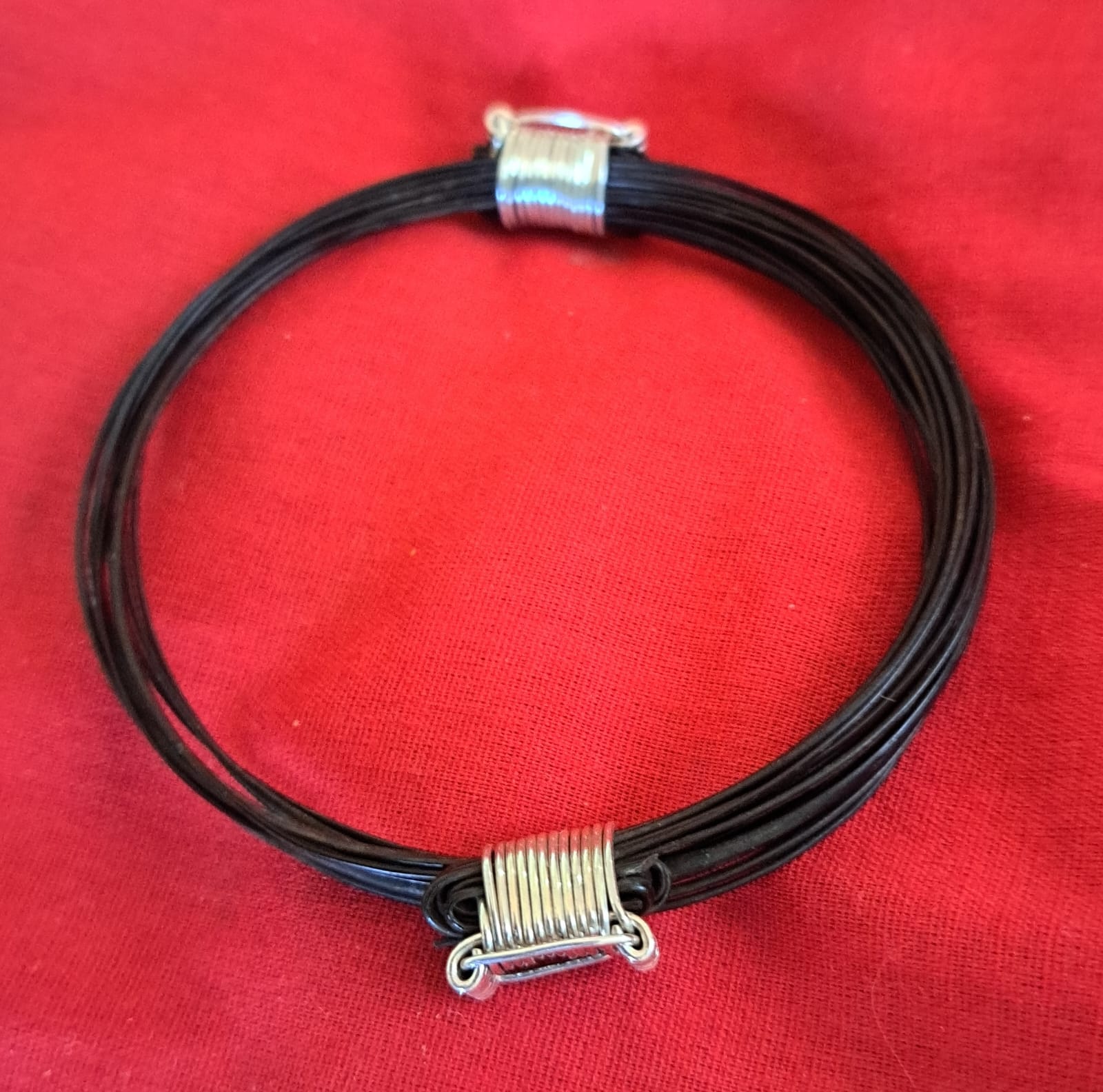 SK21  Traditional 2 Knot Silver Elephant Hair Bracelet