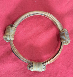 JEW4 White 3 knot elephant hair bracelet 3.5" max diameter