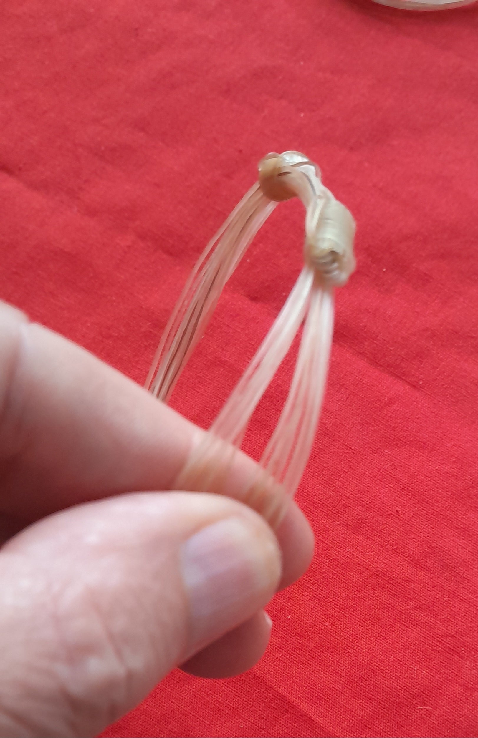 GIR19 Extremely unique  pure white 4 knot giraffe hair bracelet.