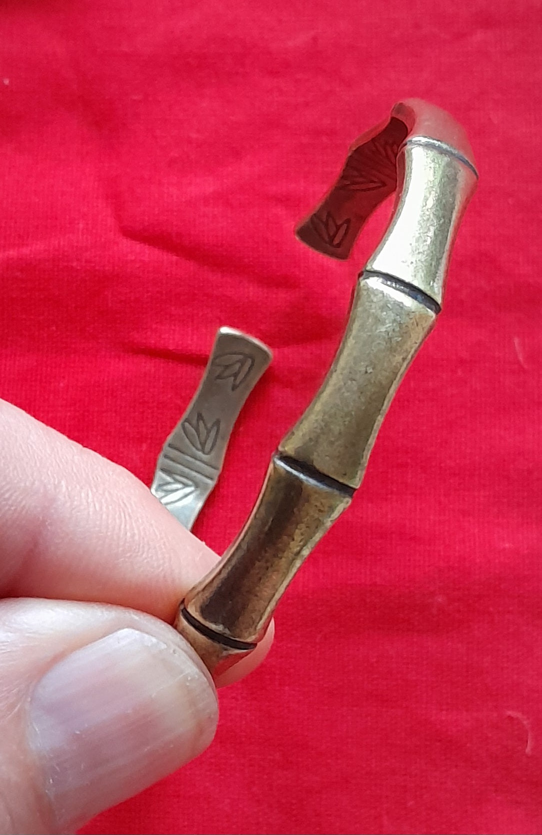 CS1 Elephant hair Silver Cuff bracelet and Free copper bracelet