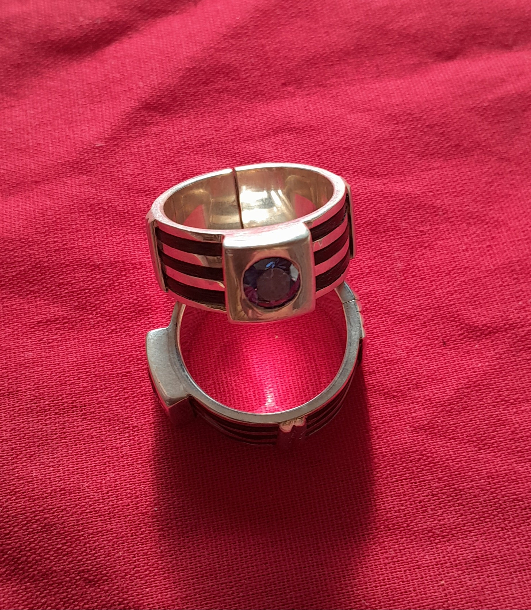 EHR17 Elephant Hair Ring sterling & Tanzanite
