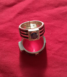 EHR17 Elephant Hair Ring sterling & Tanzanite