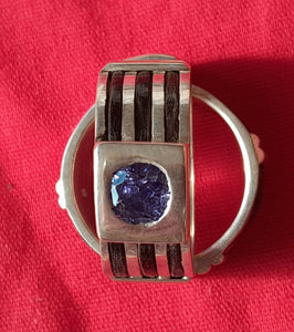 EHR17 Elephant Hair Ring sterling & Tanzanite