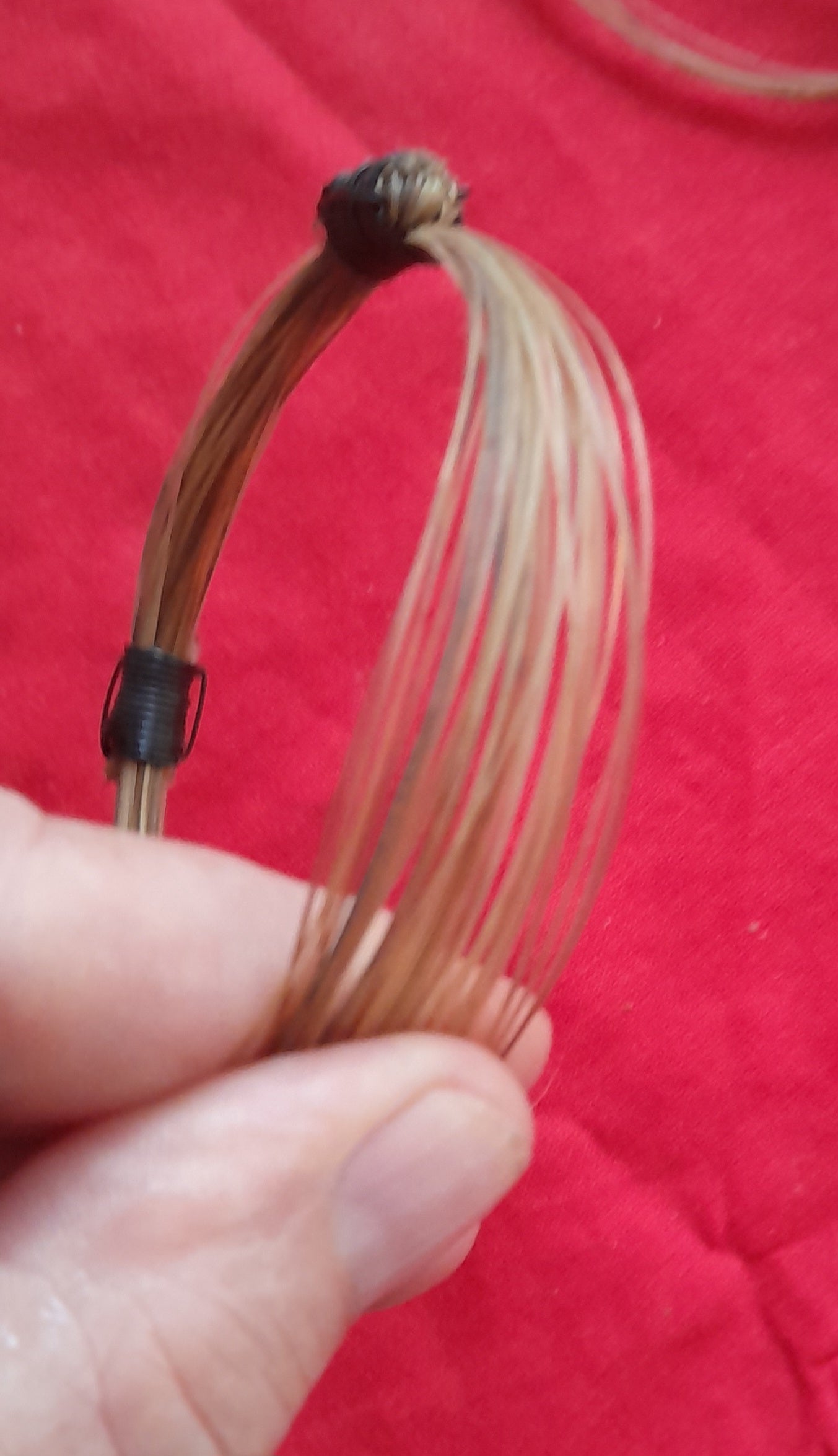 GIR11 Genuine off white giraffe hair bracelet with elephant hair knots.
