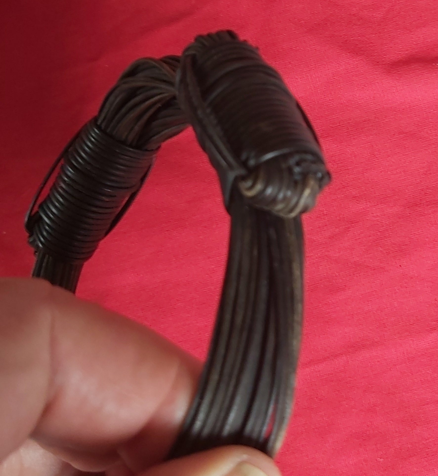 VB7 2 Knot very bulky elephant hair bracelet 3.5" max. Diameter