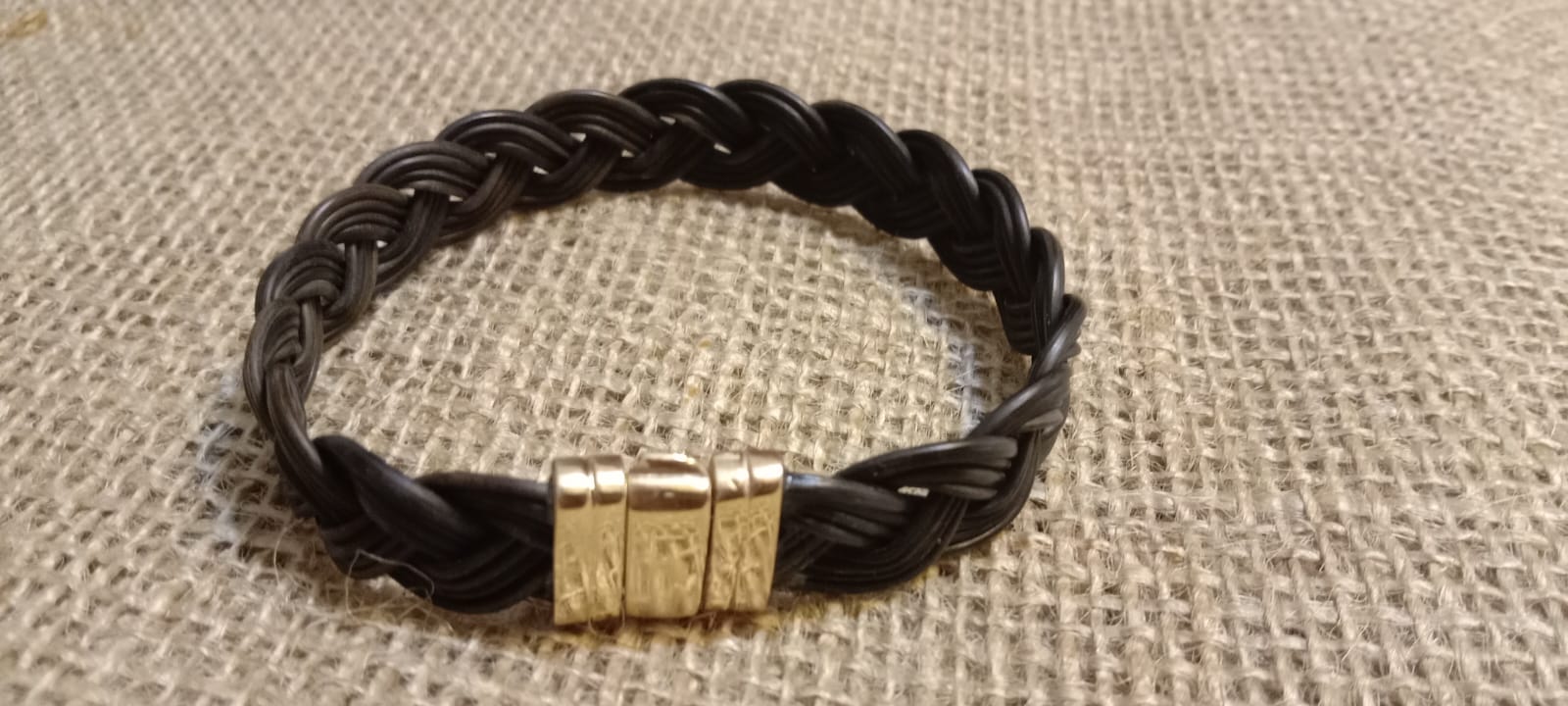 FCG Rare Dark Elephant Hair Bracelet and Gold Clasp