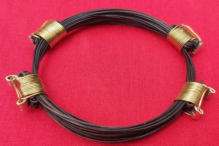 GK34 Traditional 4 Knot Gold Elephant Hair Bracelet