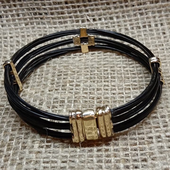 GL6 Rare dark Elephant hair bracelet 14ct gold