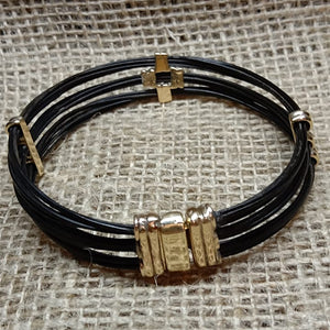 GL6 Rare dark Elephant hair bracelet 14ct gold